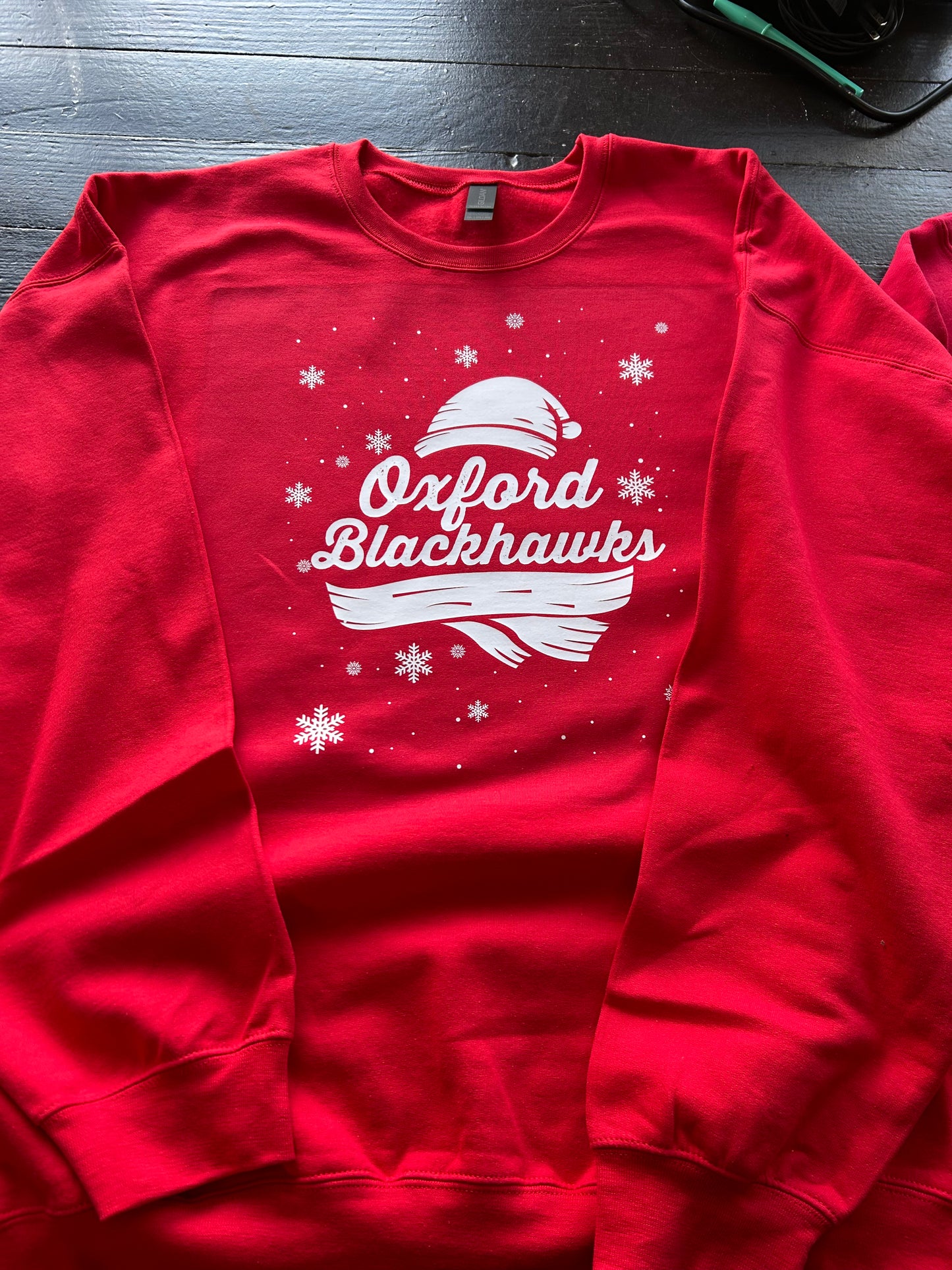 Oxford Blackhawks apparel Christmas sweater