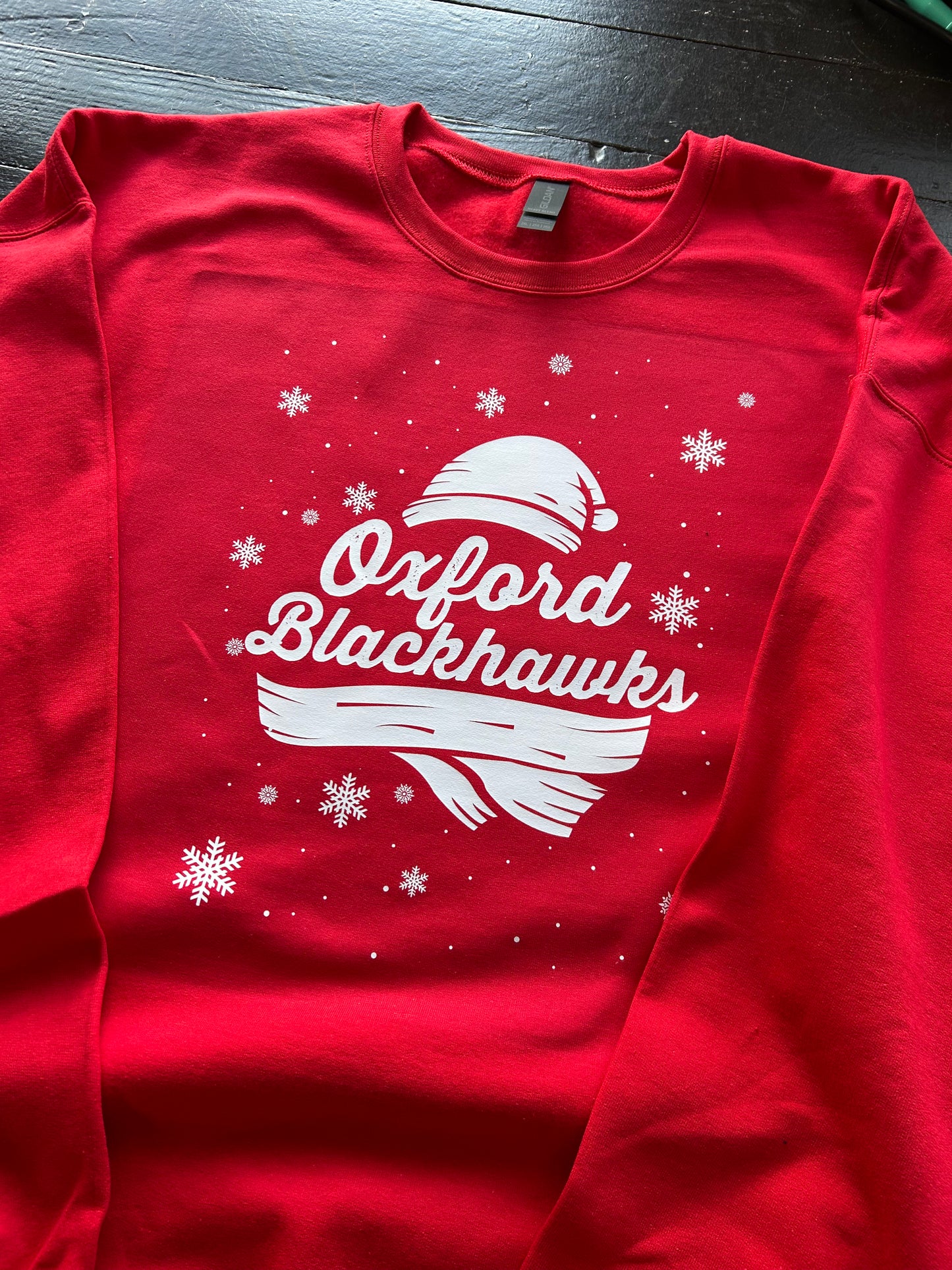 Oxford Blackhawks apparel Christmas sweater