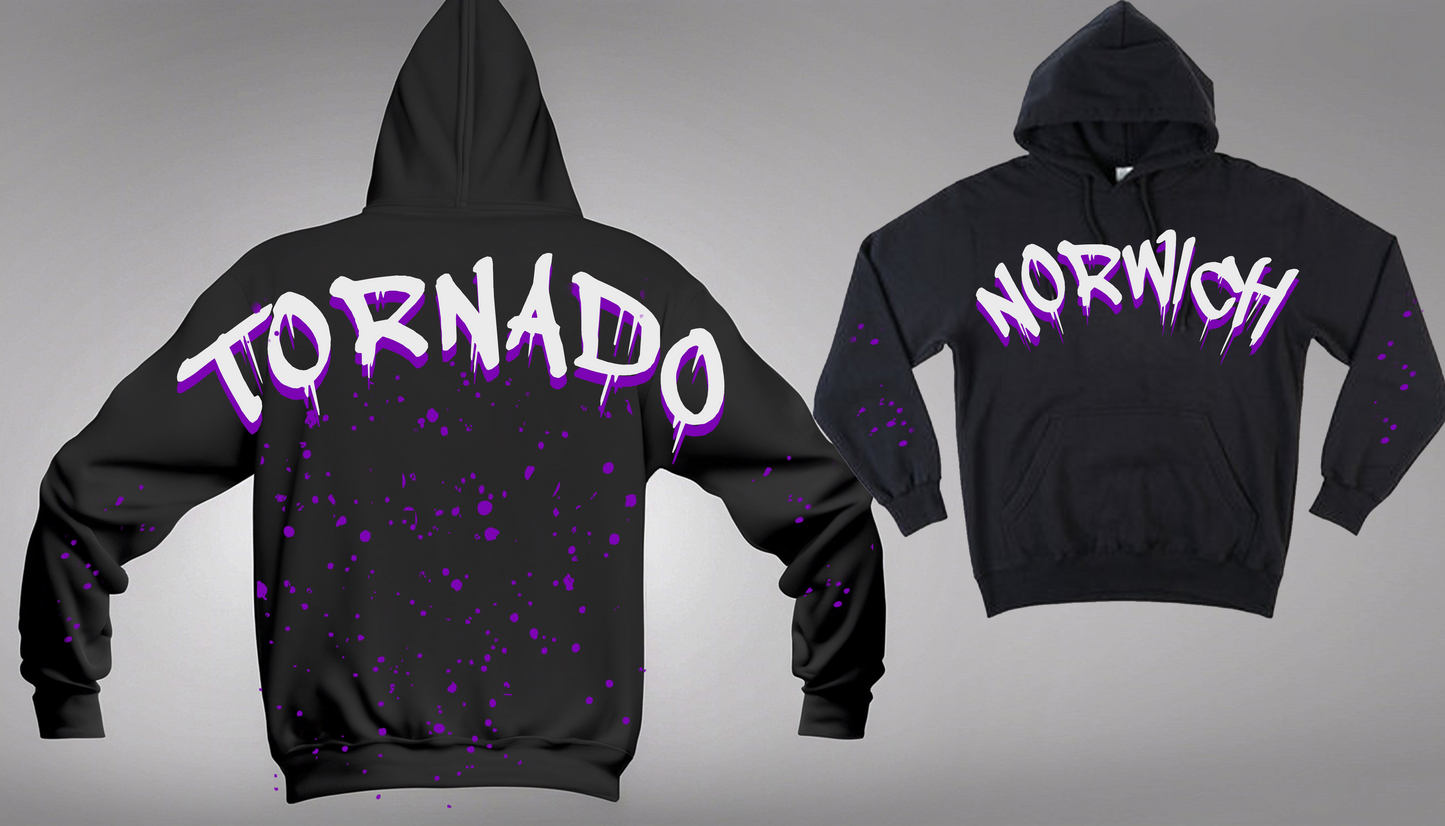 Oxford Blackhawks And Norwich Tornado Heavyweight Hoodie Graffiti Print