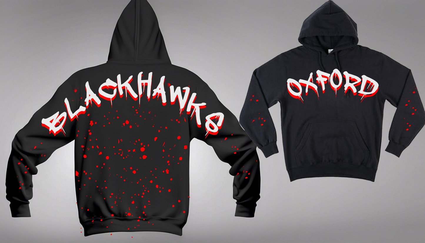 Oxford Blackhawks And Norwich Tornado Heavyweight Hoodie Graffiti Print