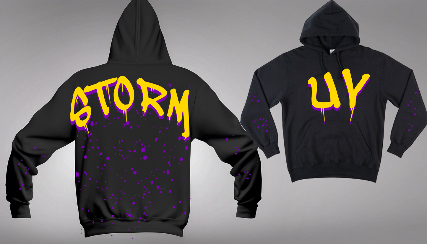 Oxford Blackhawks And Norwich Tornado Heavyweight Hoodie Graffiti Print